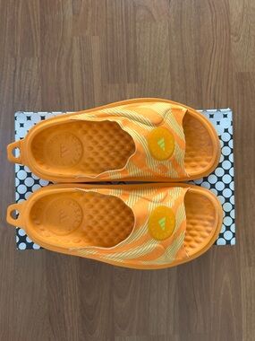 Adidas by Stella McCartney Orange Slide Sandals with Yellow Accents